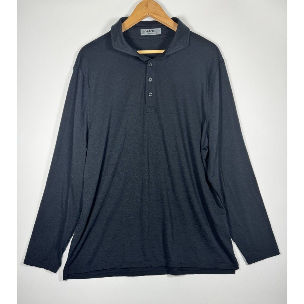 G/Fore Merino Blend Polo Shirt Mens XL Black Onyx Long Sleeve Golf Lightweight‎
